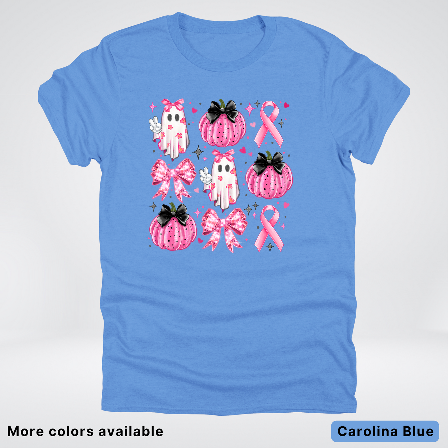 Ghost & Pink Out Pumpkins Coquette Cute Ghost Disco Bow - T-Shirt