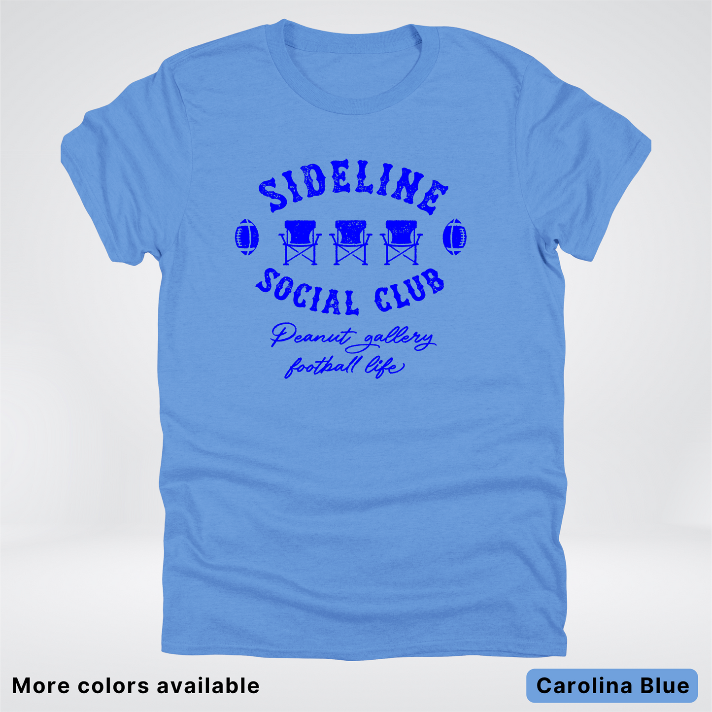 Sideline Social Club Peanut Gallery Football Life - Blue Design - T-Shirt