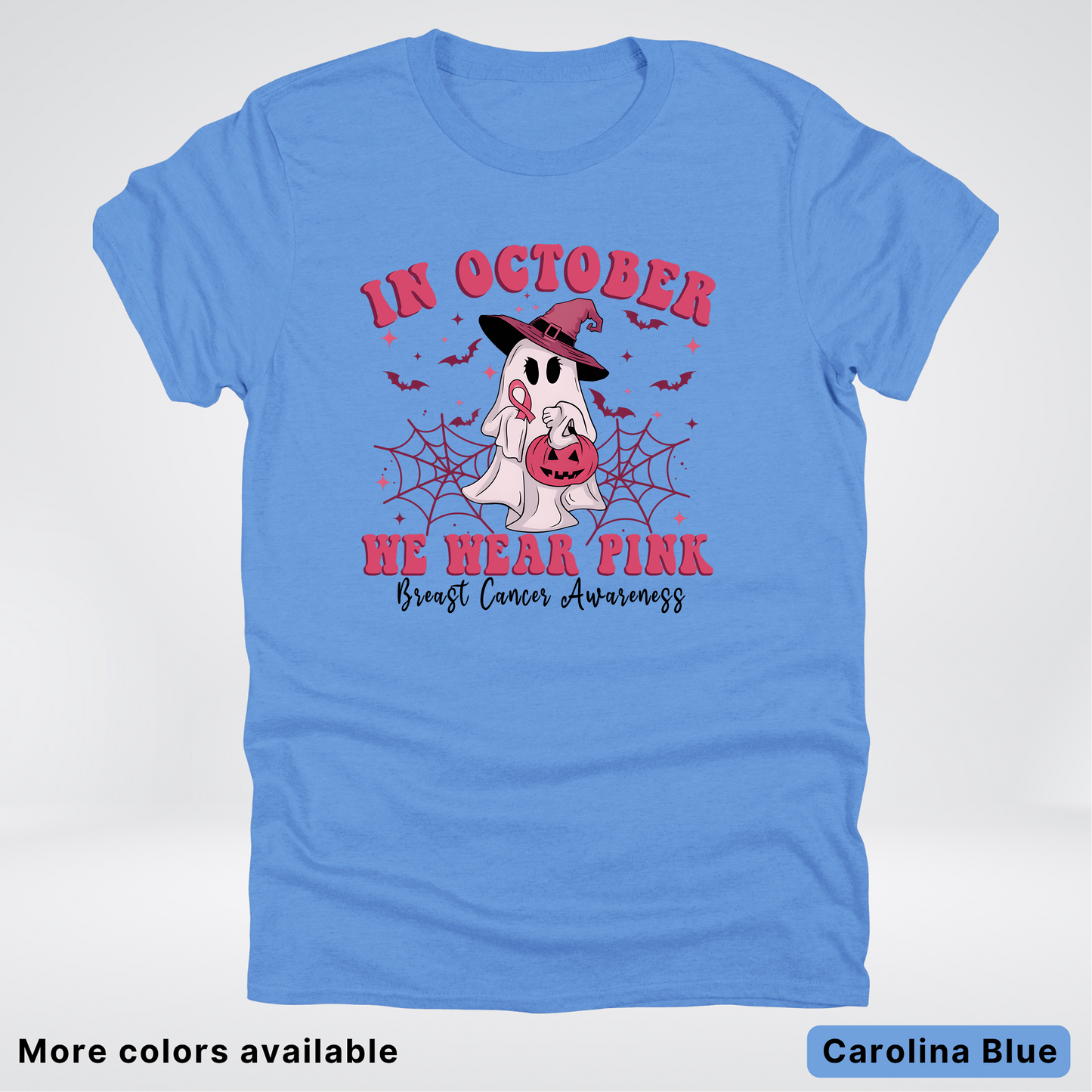 In October We Wear Pink Trick or Treating Ghost Witch - T-Shirt