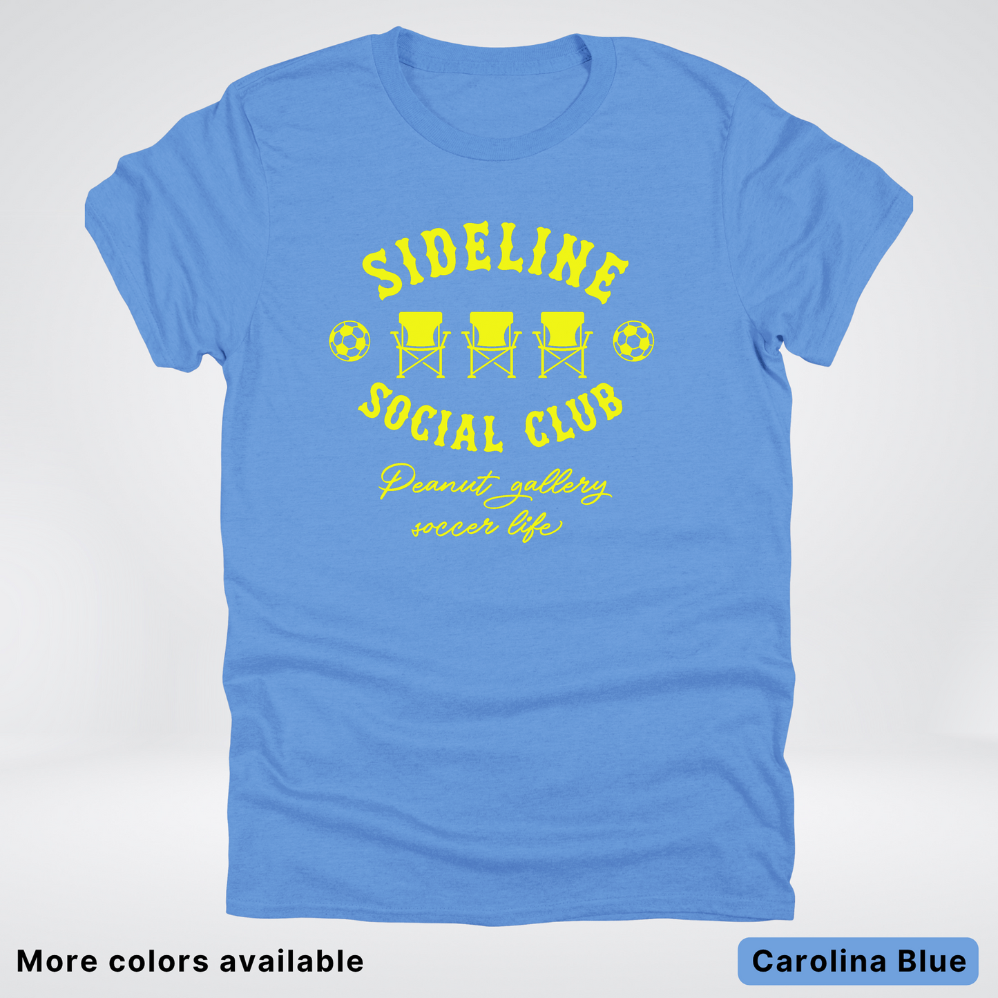 Sideline Social Club Peanut Gallery Soccer Life – Yellow Design - T-Shirt