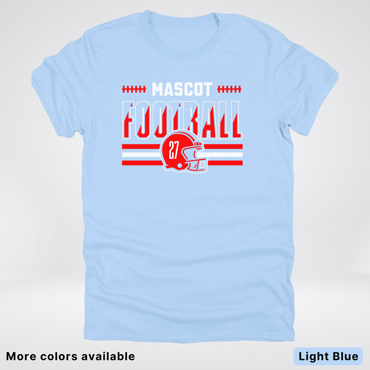 Custom Mascot & Number - Red - Football Design 2 T-Shirt