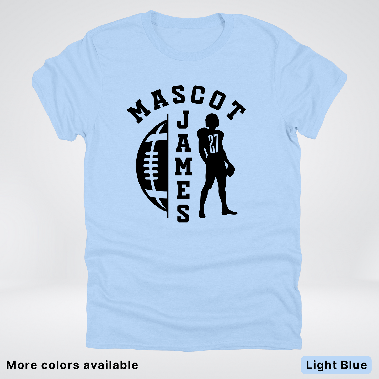 Custom Mascot, Number, & Name - Black - Football Design 31 T-Shirt