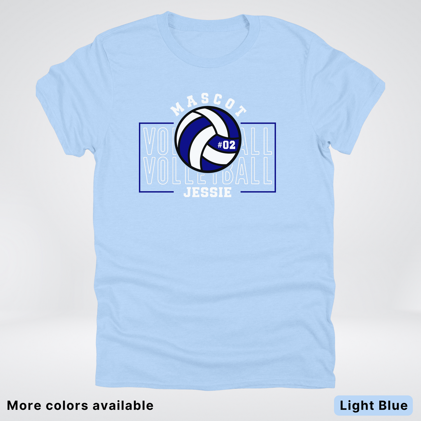 Custom Mascot, Number, & Name – Navy - Volleyball Design 13 T-Shirt