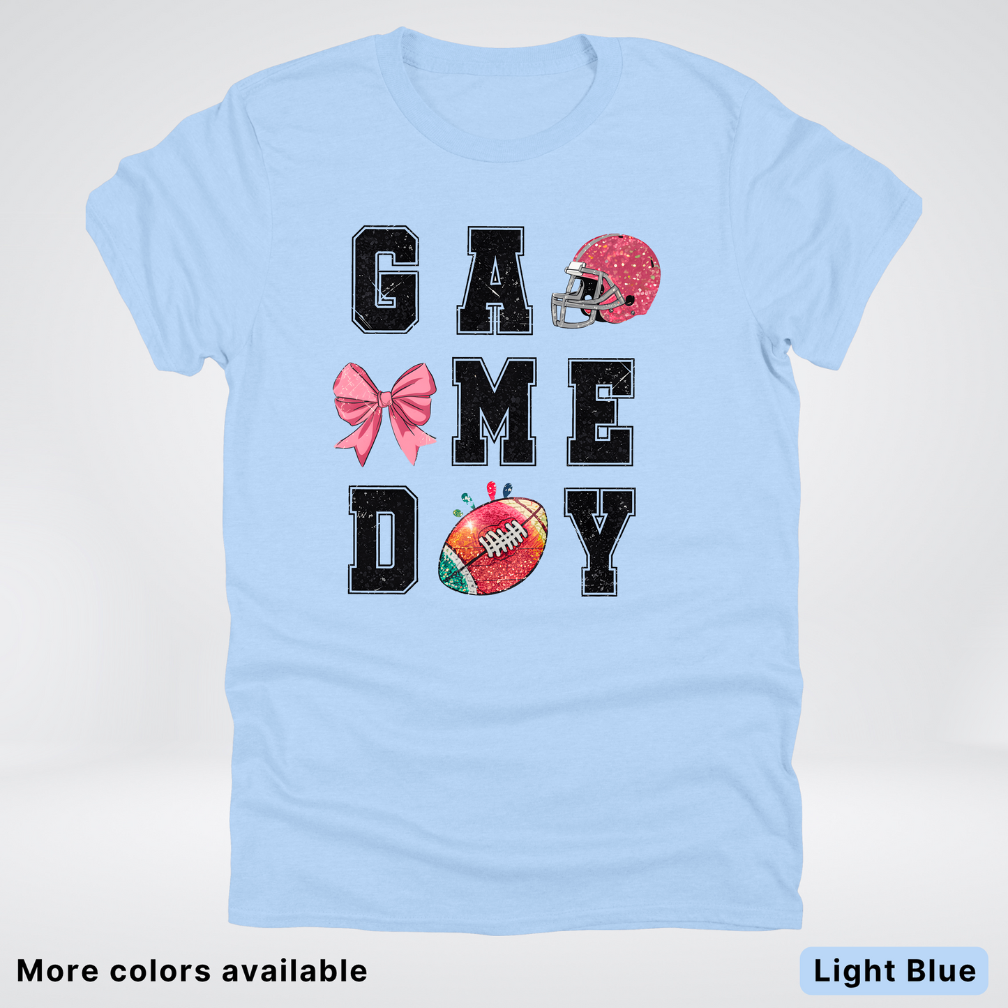 Game Day Pink Helmet Football & Bow - T-Shirt