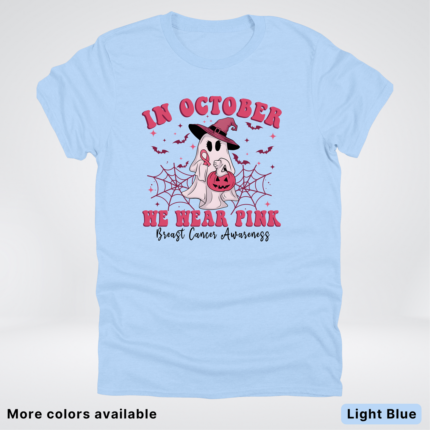 In October We Wear Pink Trick or Treating Ghost Witch - T-Shirt