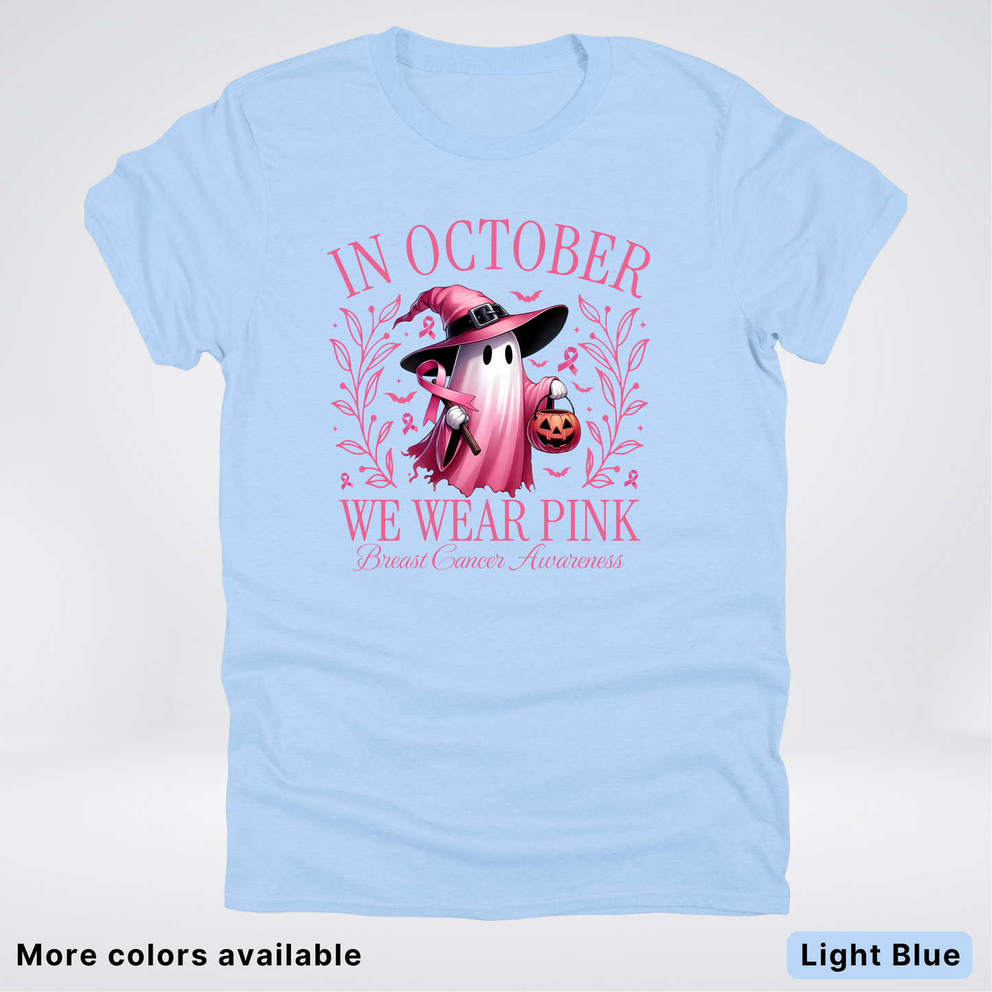In October We Wear Pink Halloween Breast Cancer Awareness - T-Shirt
