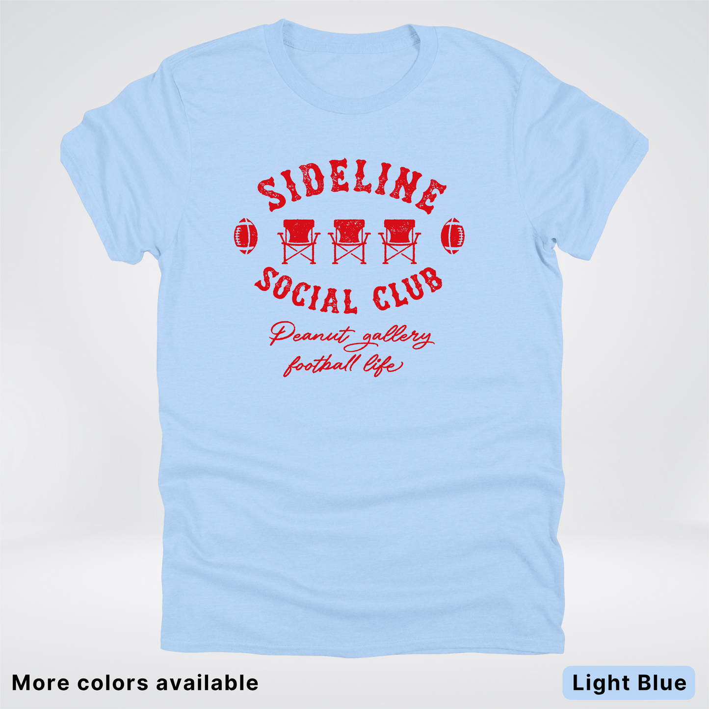 Sideline Social Club Peanut Gallery Football Life - Red Design - T-Shirt