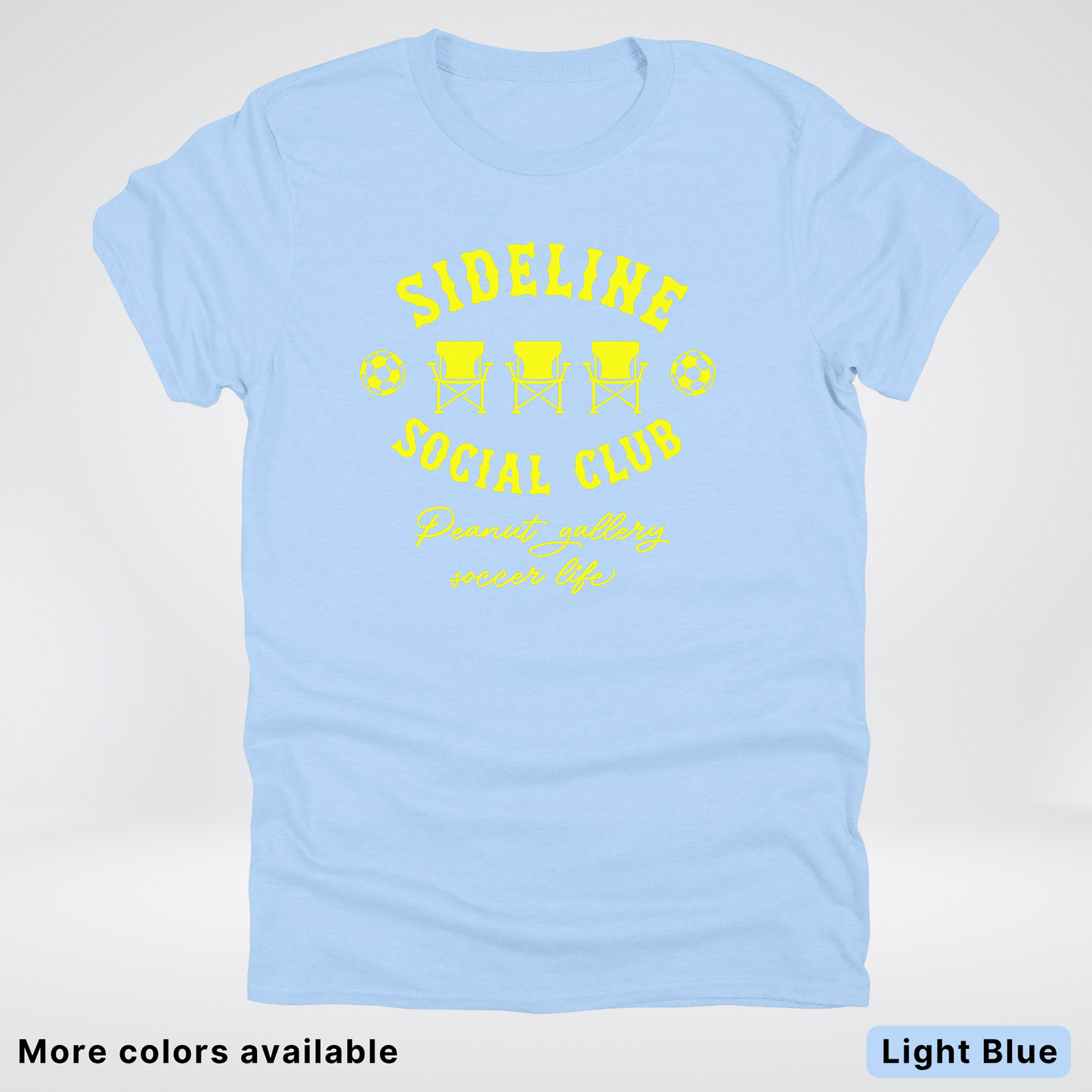 Sideline Social Club Peanut Gallery Soccer Life – Yellow Design - T-Shirt