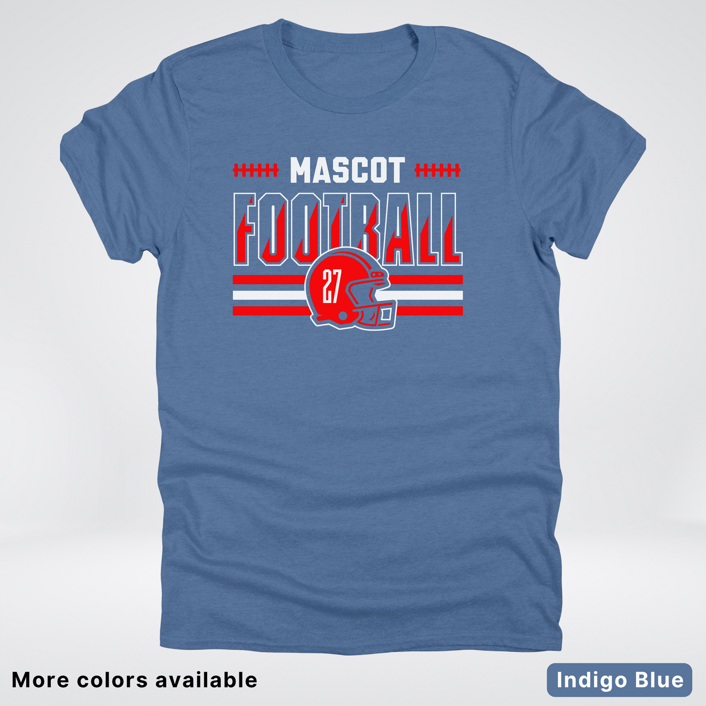 Custom Mascot & Number - Red - Football Design 2 T-Shirt