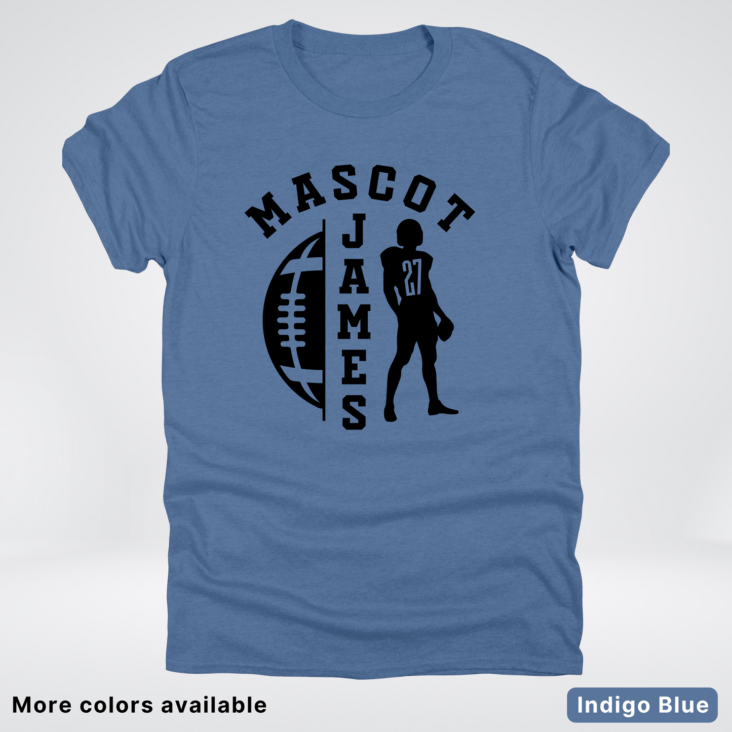 Custom Mascot, Number, & Name - Black - Football Design 31 T-Shirt