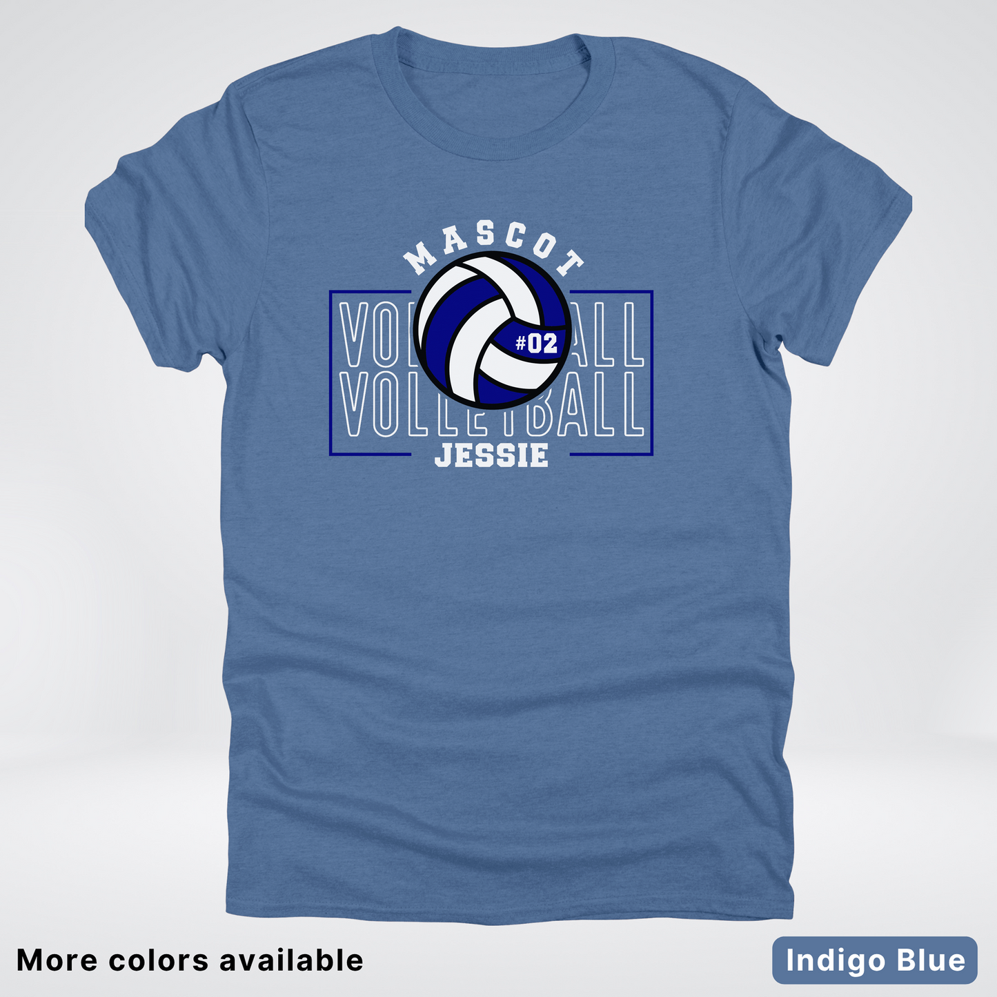 Custom Mascot, Number, & Name – Navy - Volleyball Design 13 T-Shirt