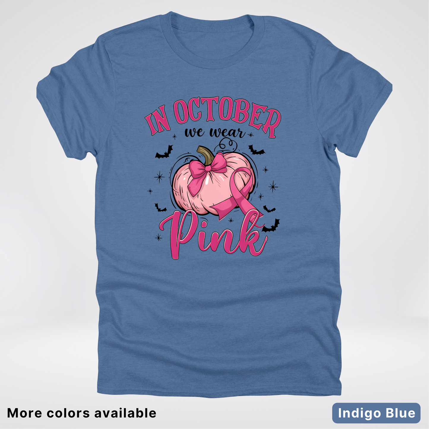 In October We Wear Pink Bats & Big Pumpkin - T-Shirt