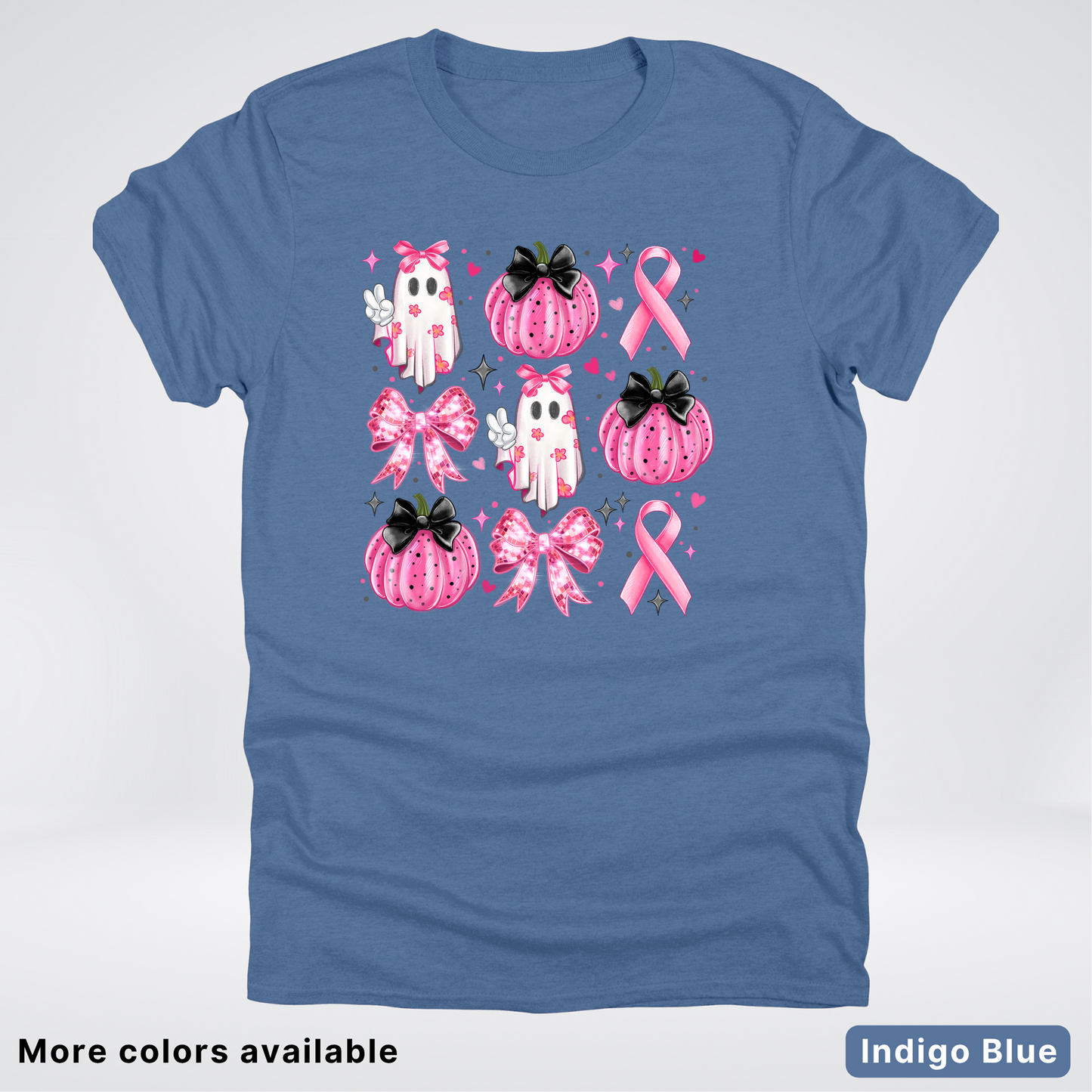 Ghost & Pink Out Pumpkins Coquette Cute Ghost Disco Bow - T-Shirt