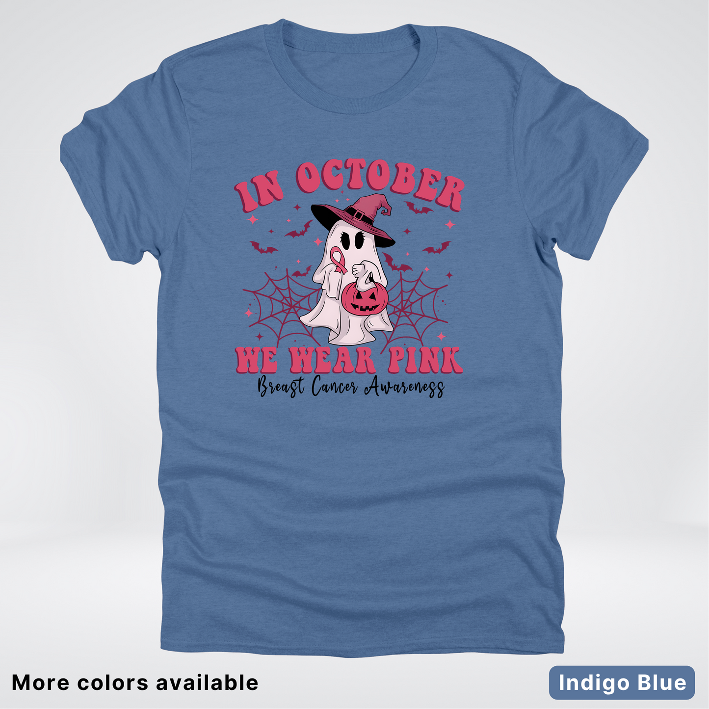 In October We Wear Pink Trick or Treating Ghost Witch - T-Shirt