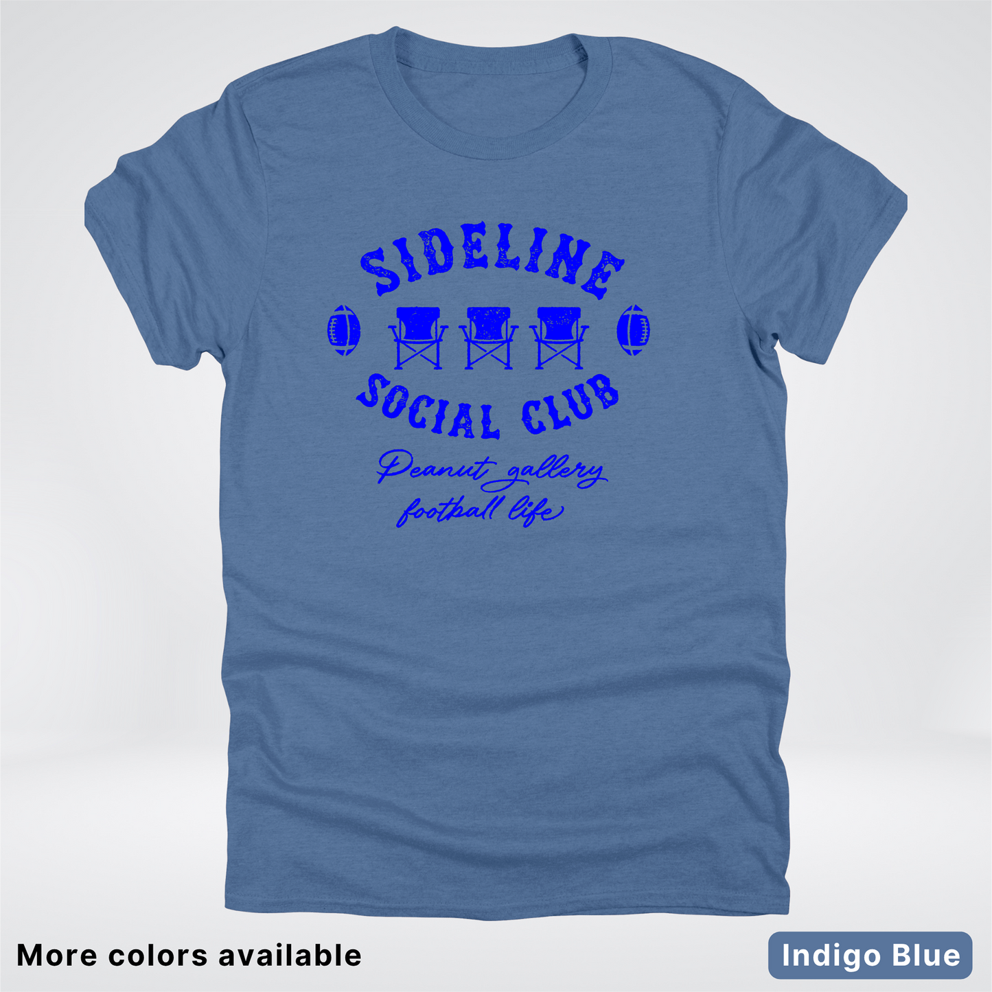 Sideline Social Club Peanut Gallery Football Life - Blue Design - T-Shirt