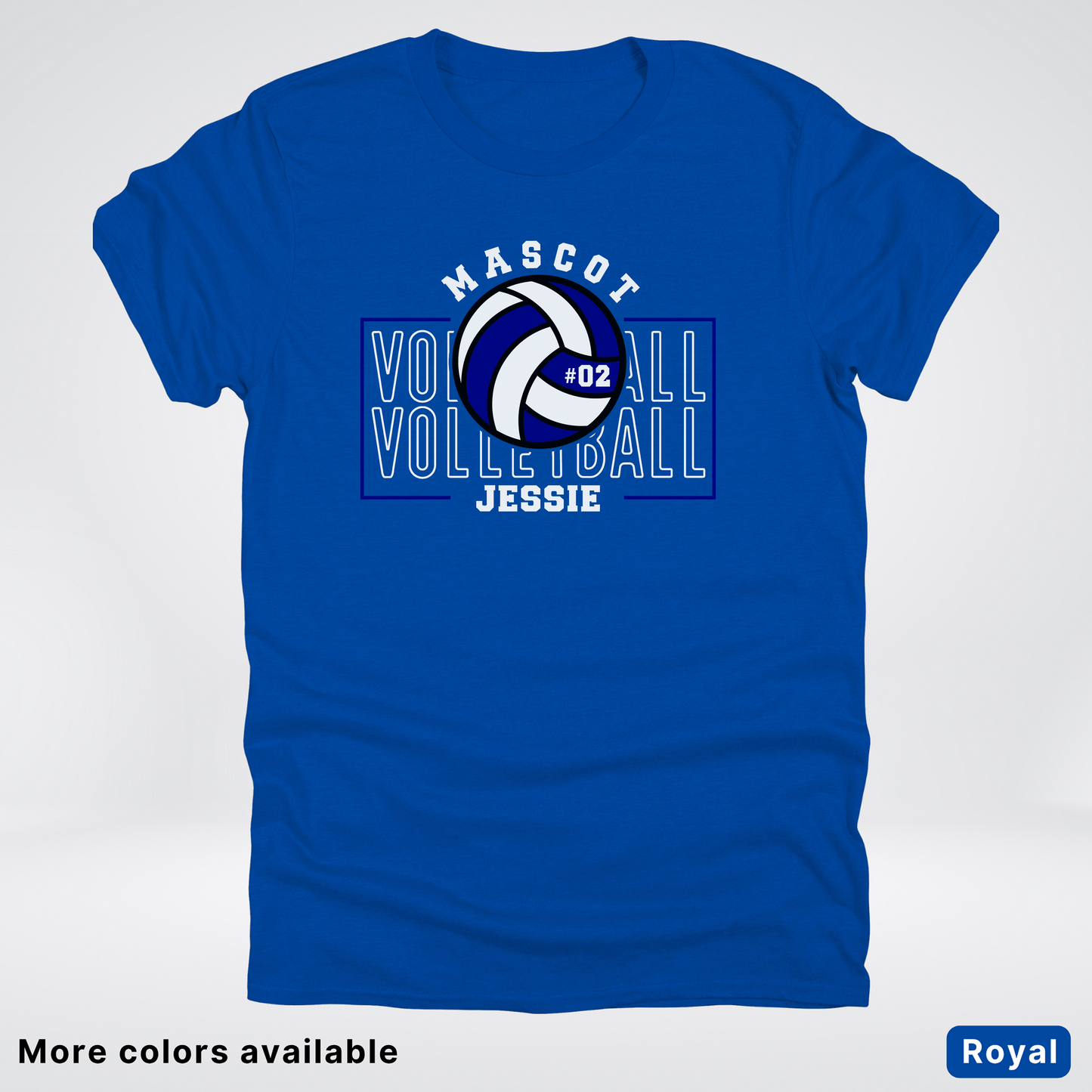 Custom Mascot, Number, & Name – Navy - Volleyball Design 13 T-Shirt