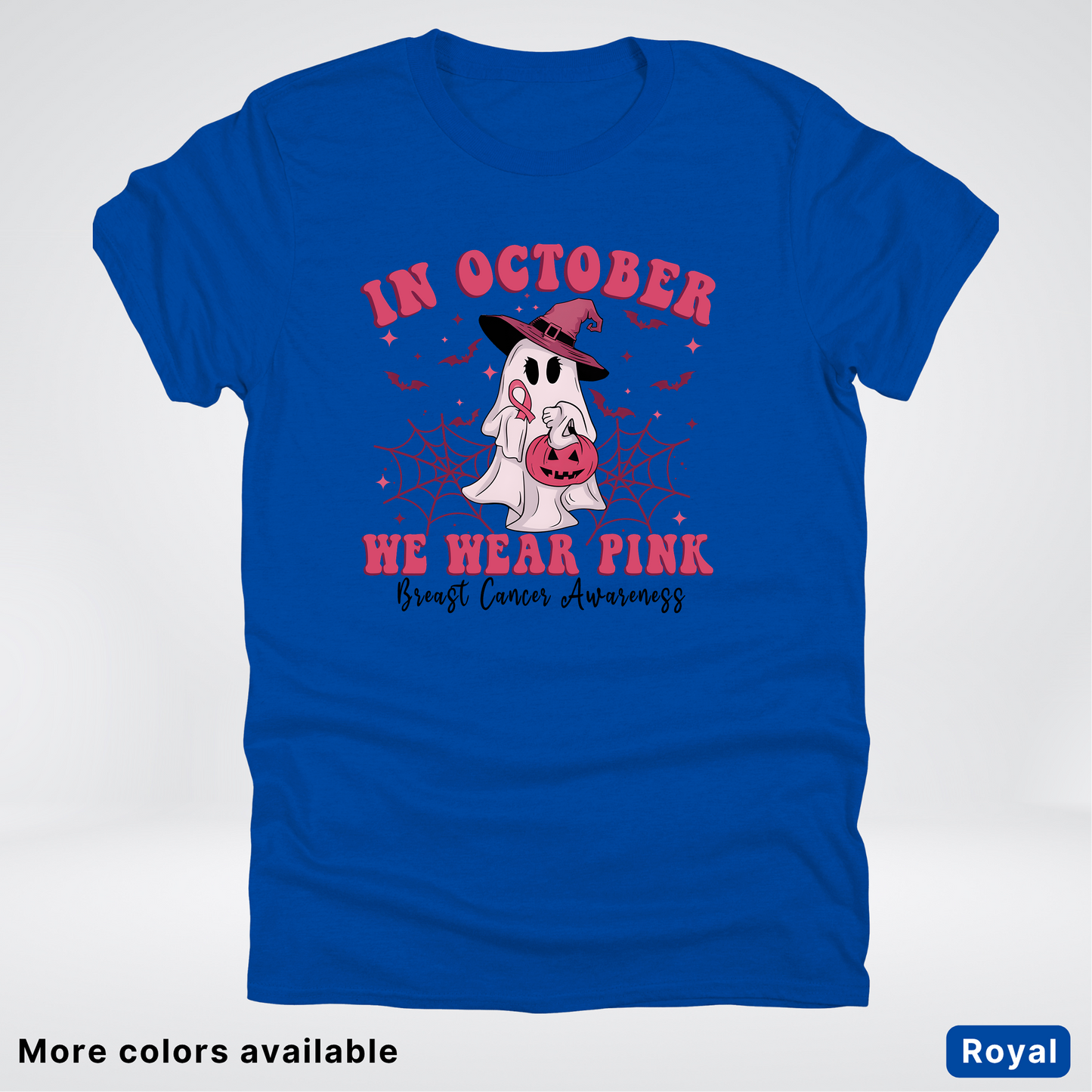 In October We Wear Pink Trick or Treating Ghost Witch - T-Shirt