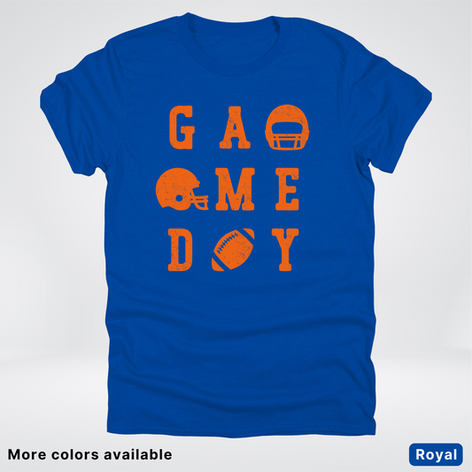 Game Day Football 3 x 3 – Orange Design  – T-Shirt
