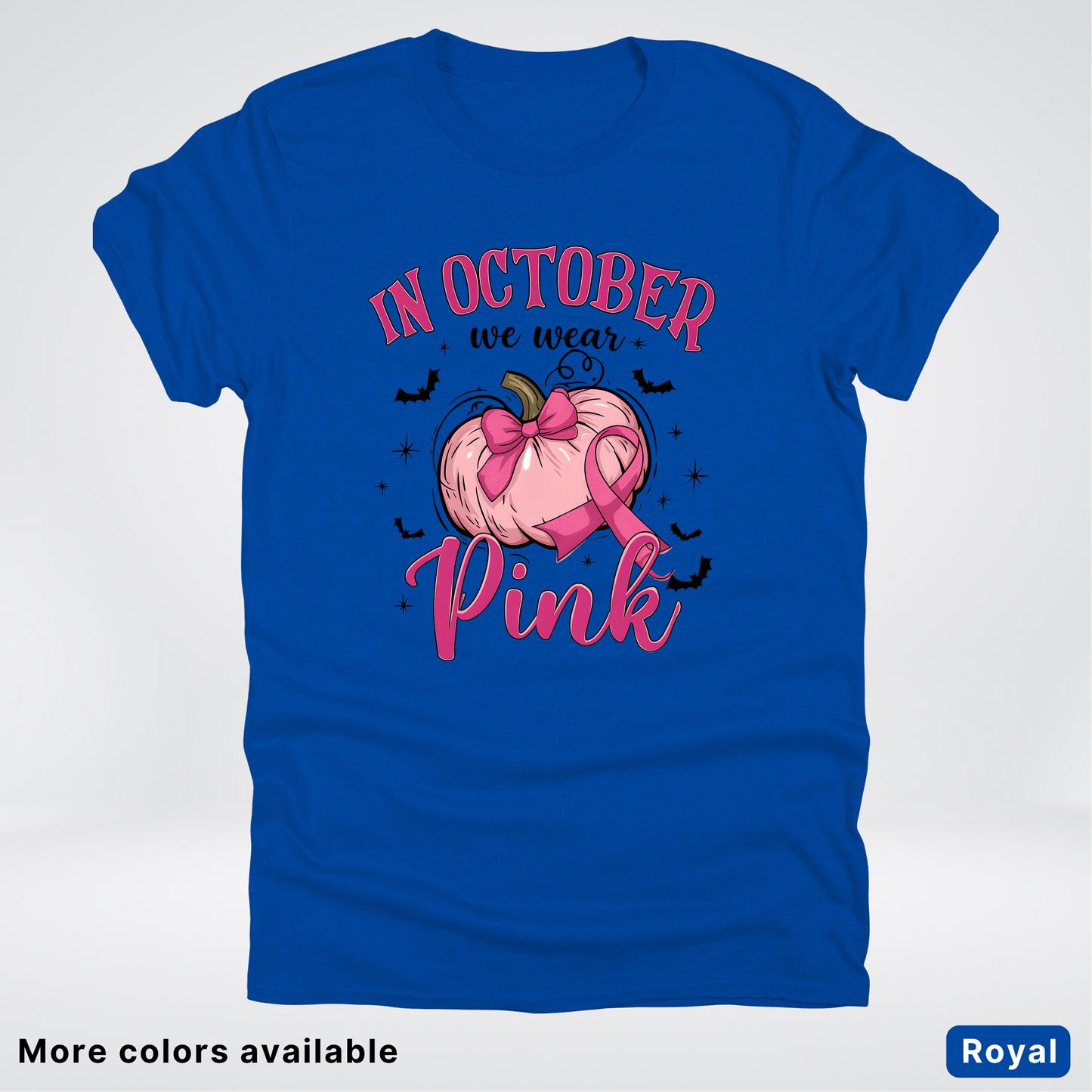In October We Wear Pink Bats & Big Pumpkin - T-Shirt