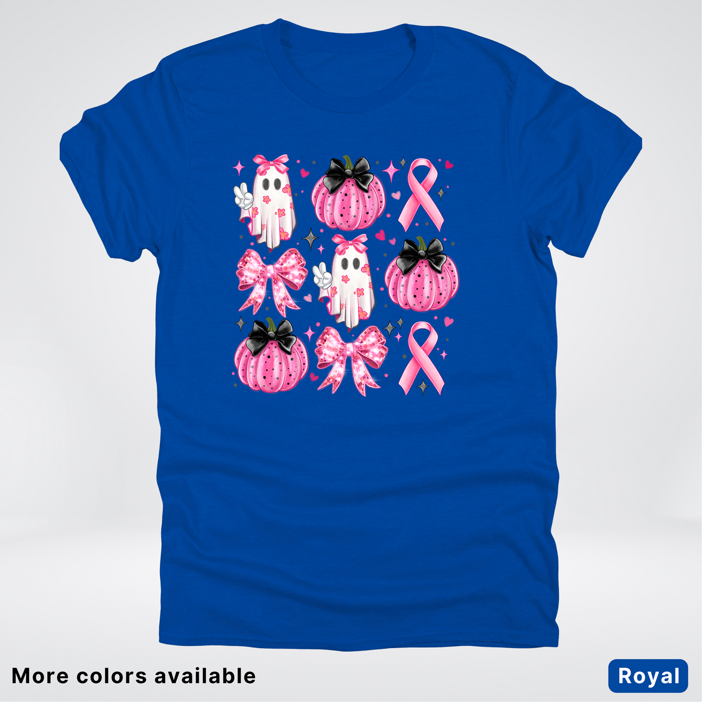 Ghost & Pink Out Pumpkins Coquette Cute Ghost Disco Bow - T-Shirt