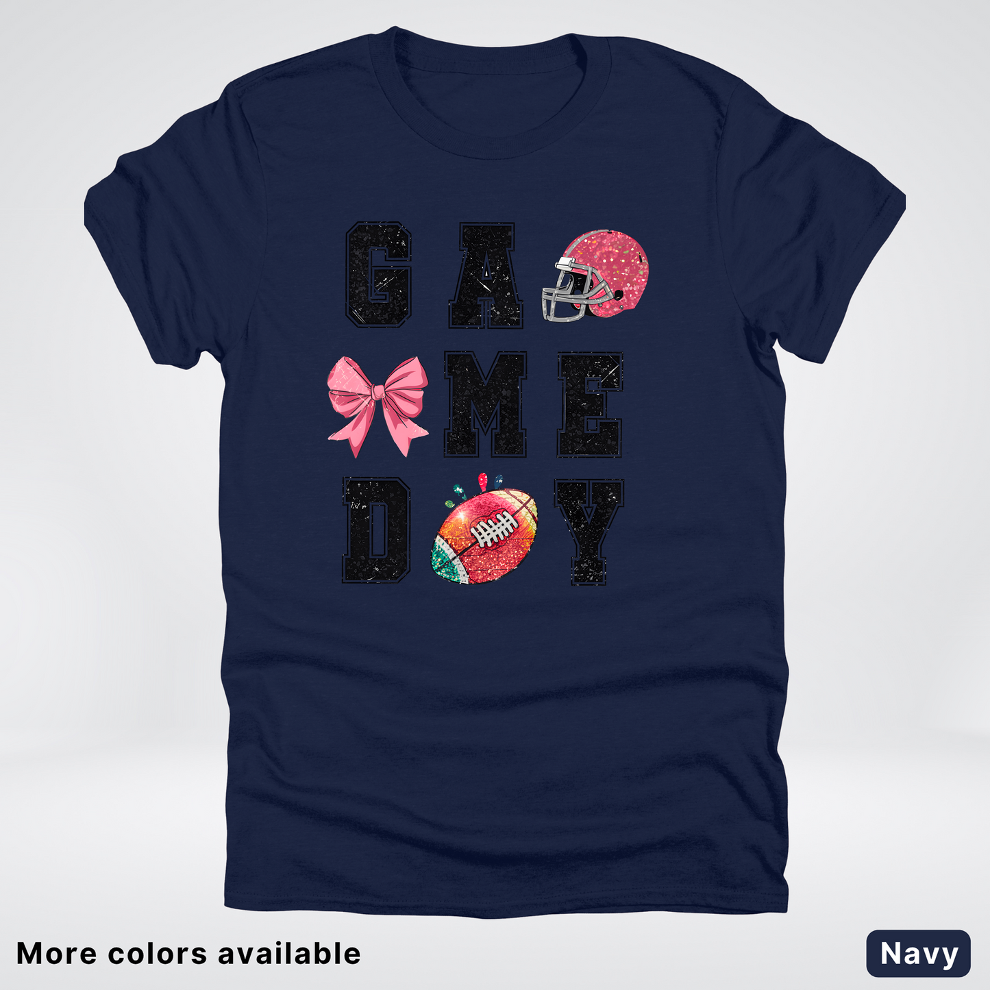 Game Day Pink Helmet Football & Bow - T-Shirt