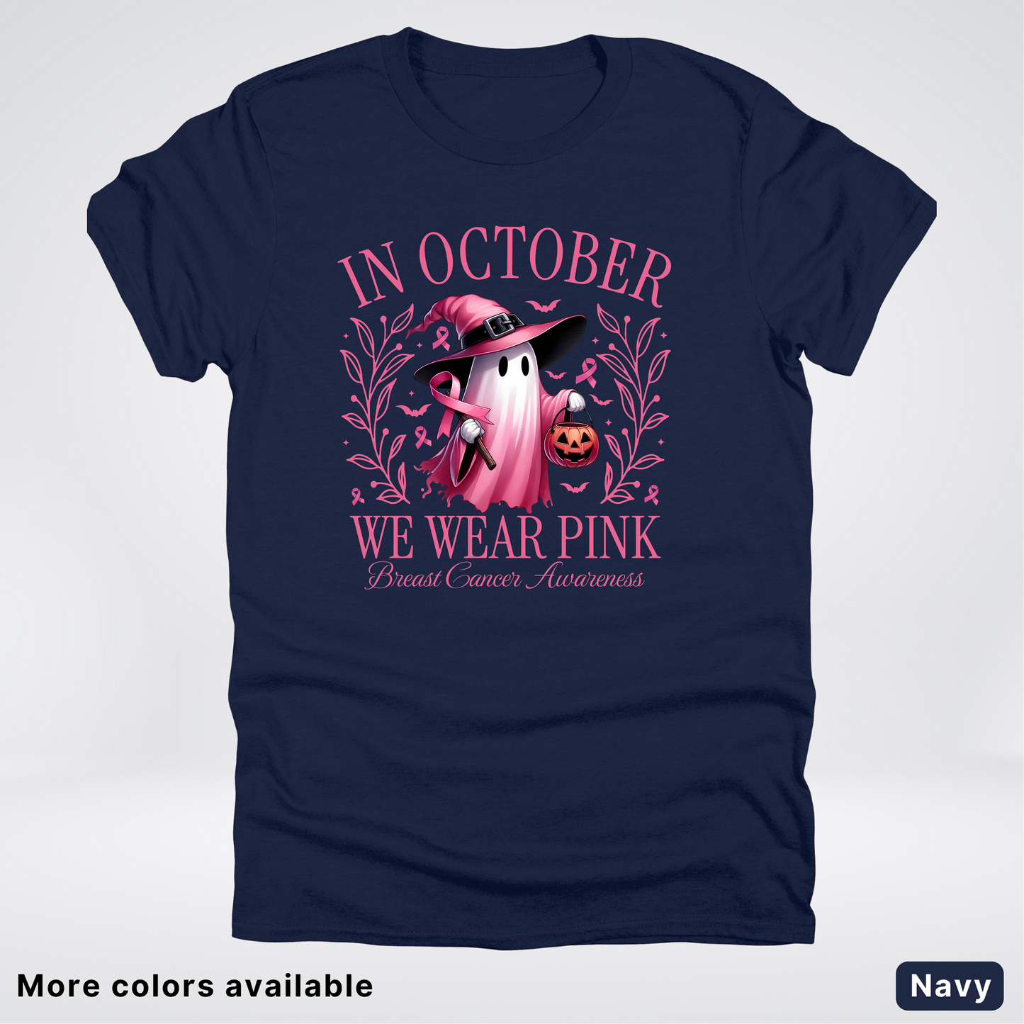 In October We Wear Pink Halloween Breast Cancer Awareness - T-Shirt