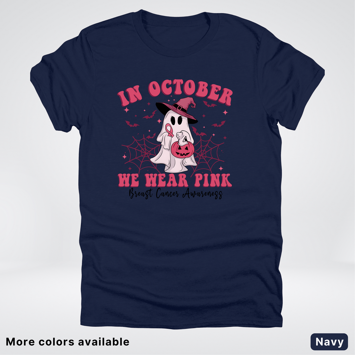 In October We Wear Pink Trick or Treating Ghost Witch - T-Shirt