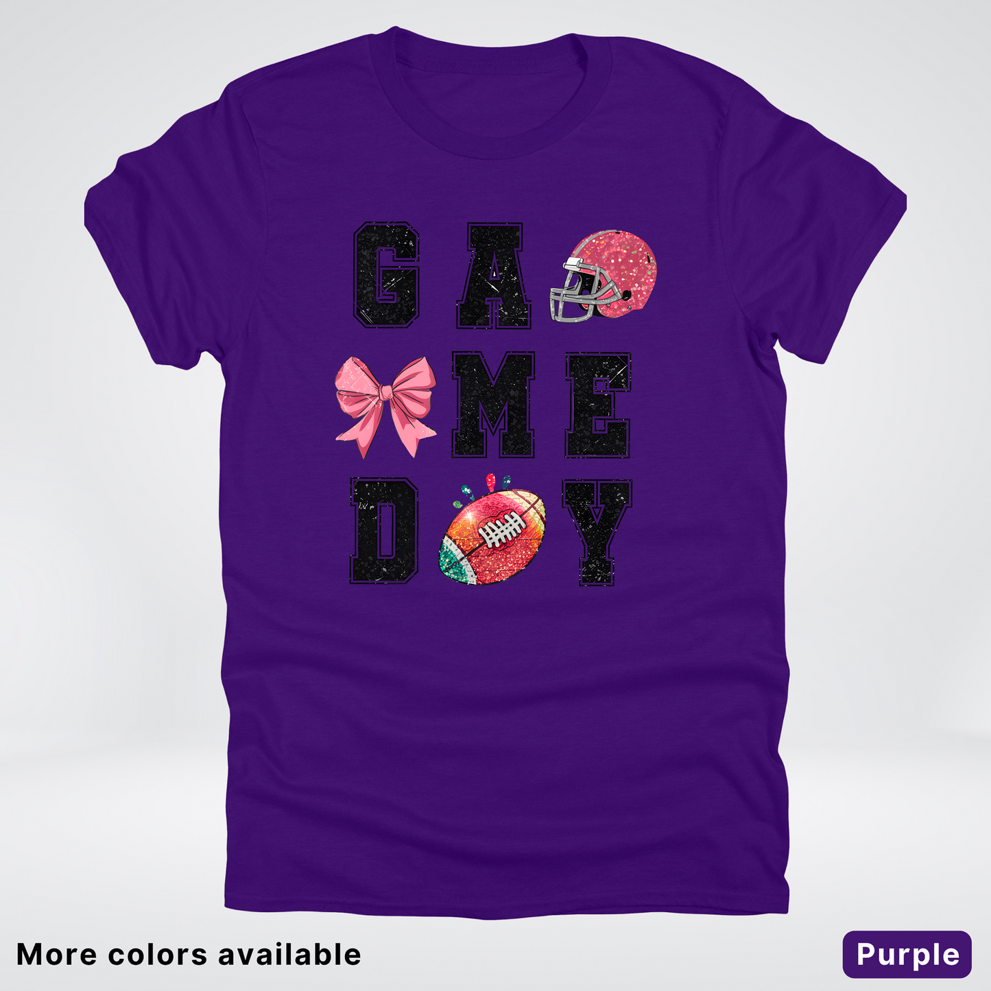 Game Day Pink Helmet Football & Bow - T-Shirt