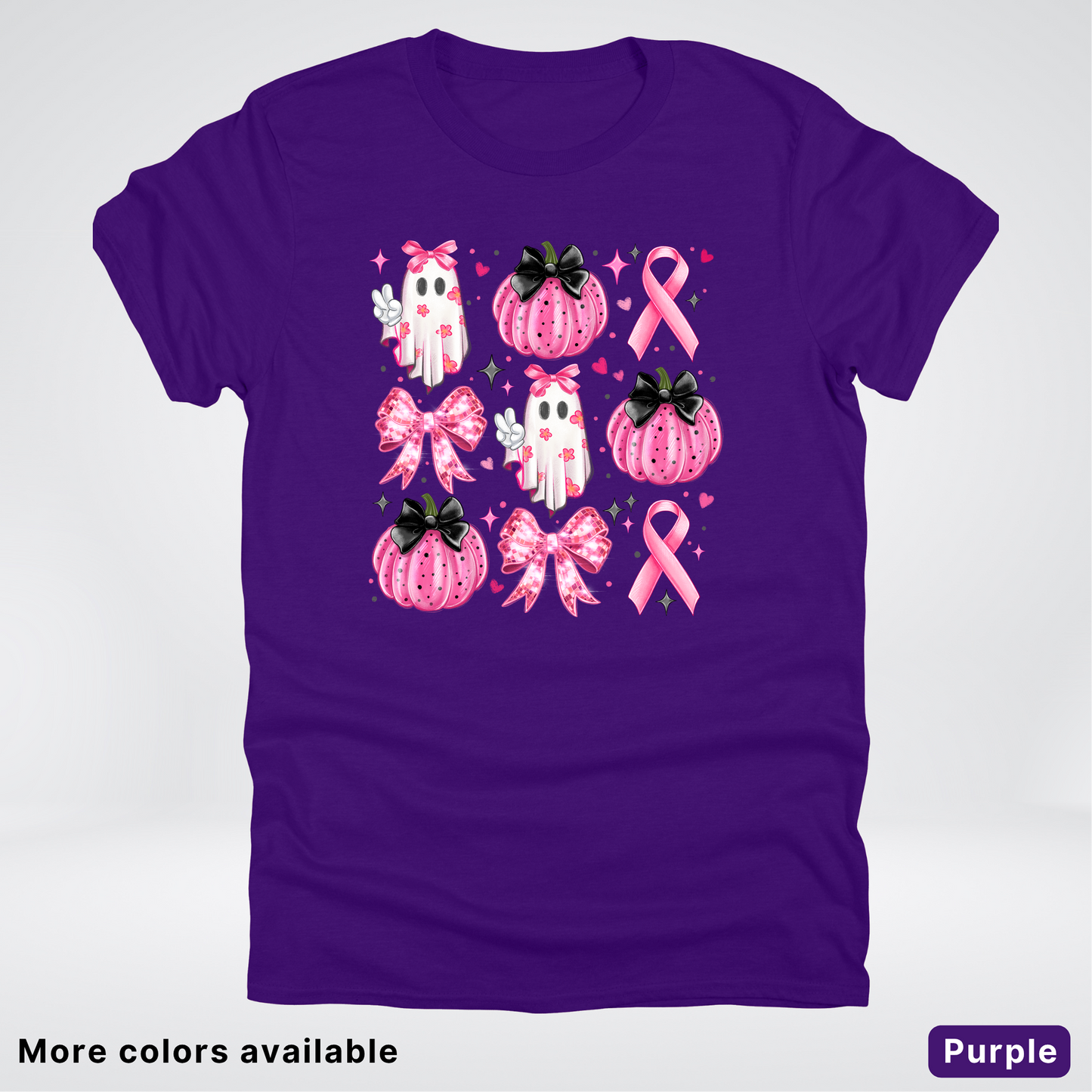 Ghost & Pink Out Pumpkins Coquette Cute Ghost Disco Bow - T-Shirt