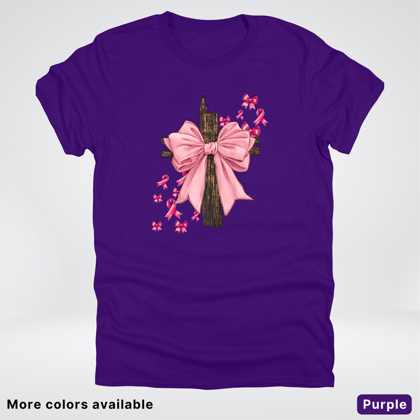 Pink Out Coquette Wooden Cross - T-Shirt