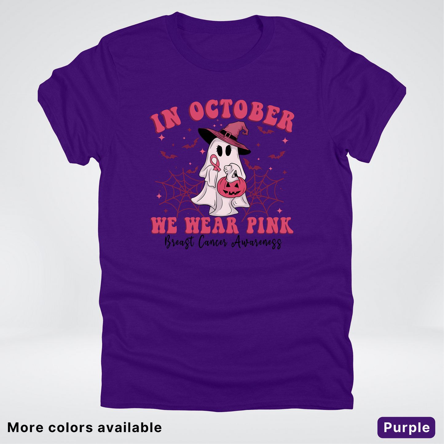 In October We Wear Pink Trick or Treating Ghost Witch - T-Shirt