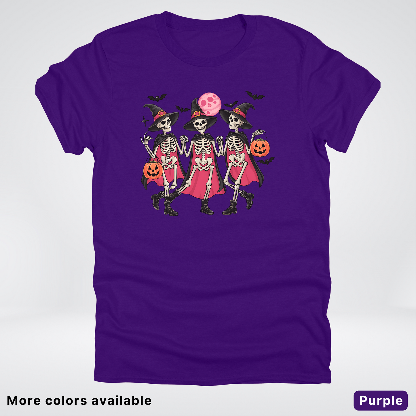 Skeleton Pink Out Witches Dancing Halloween - T-Shirt