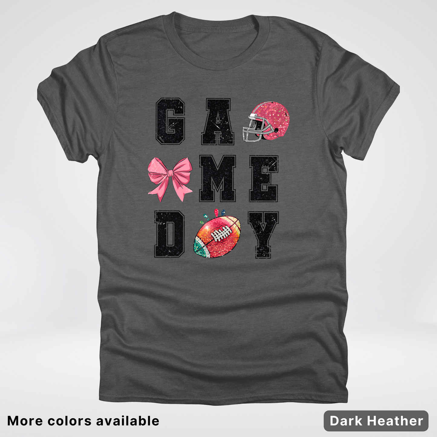 Game Day Pink Helmet Football & Bow - T-Shirt