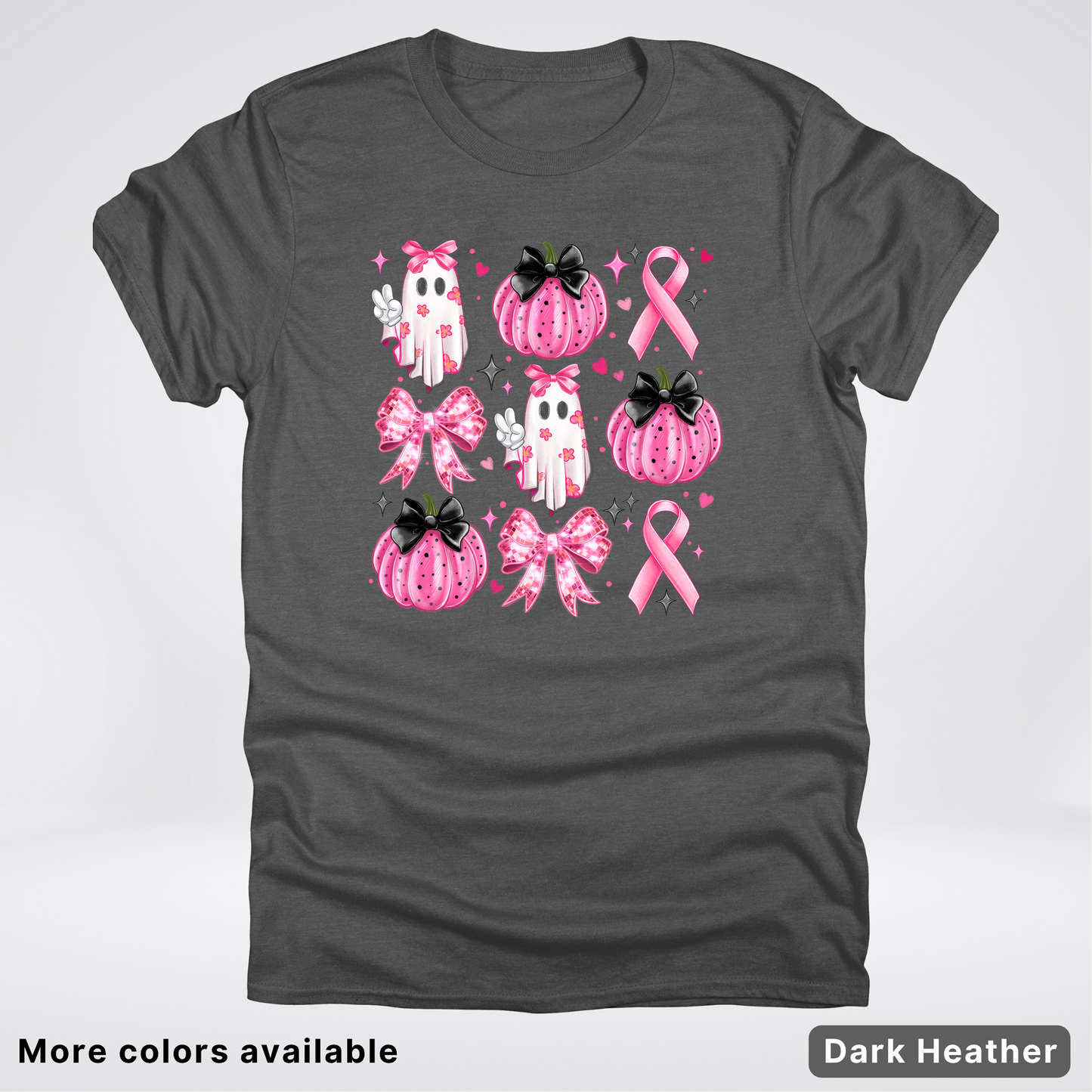 Ghost & Pink Out Pumpkins Coquette Cute Ghost Disco Bow - T-Shirt