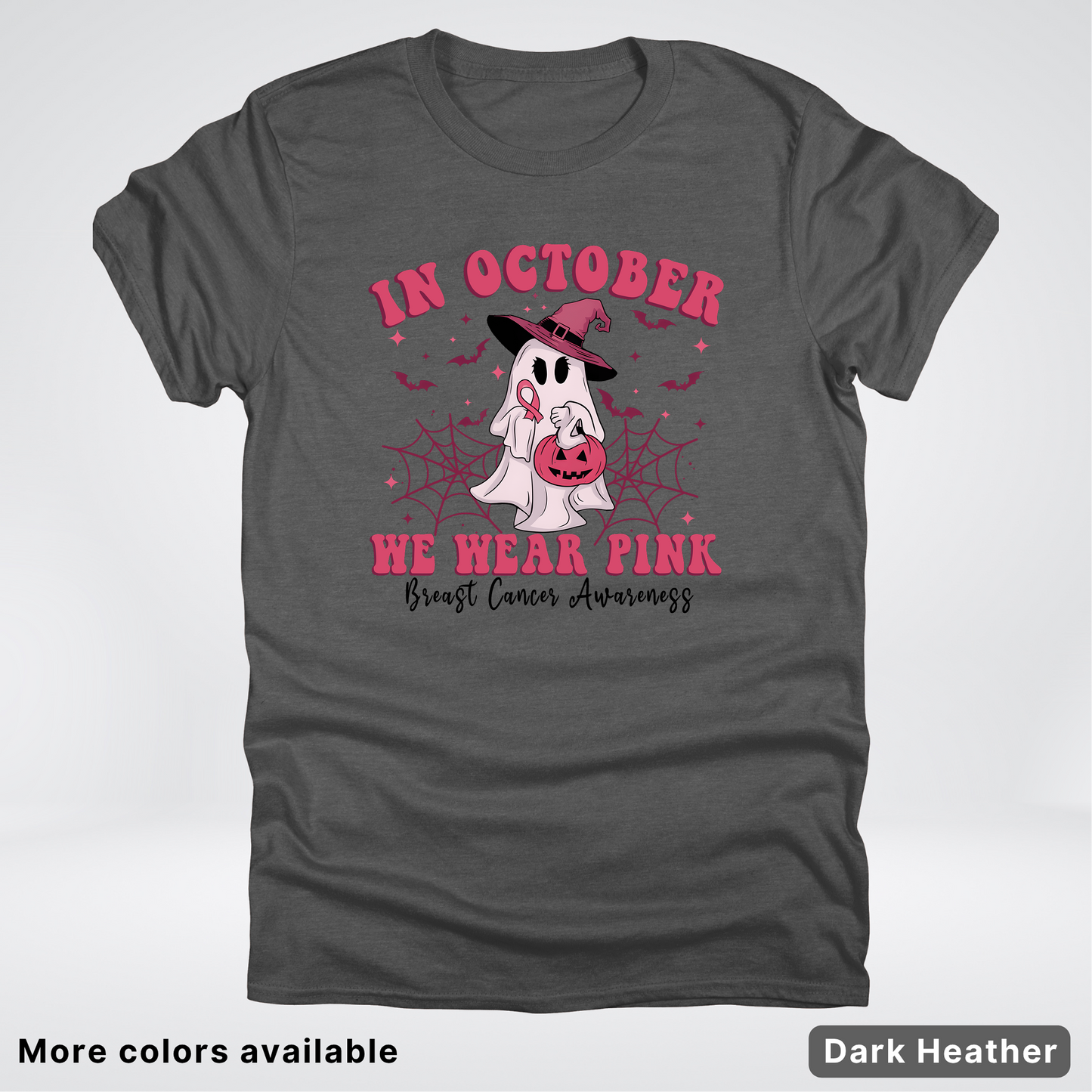 In October We Wear Pink Trick or Treating Ghost Witch - T-Shirt