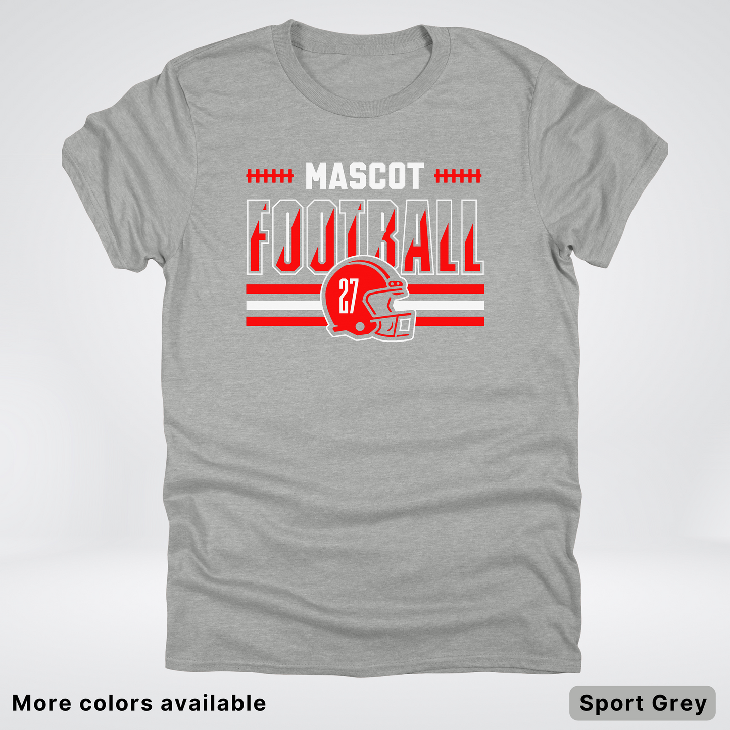 Custom Mascot & Number - Red - Football Design 2 T-Shirt