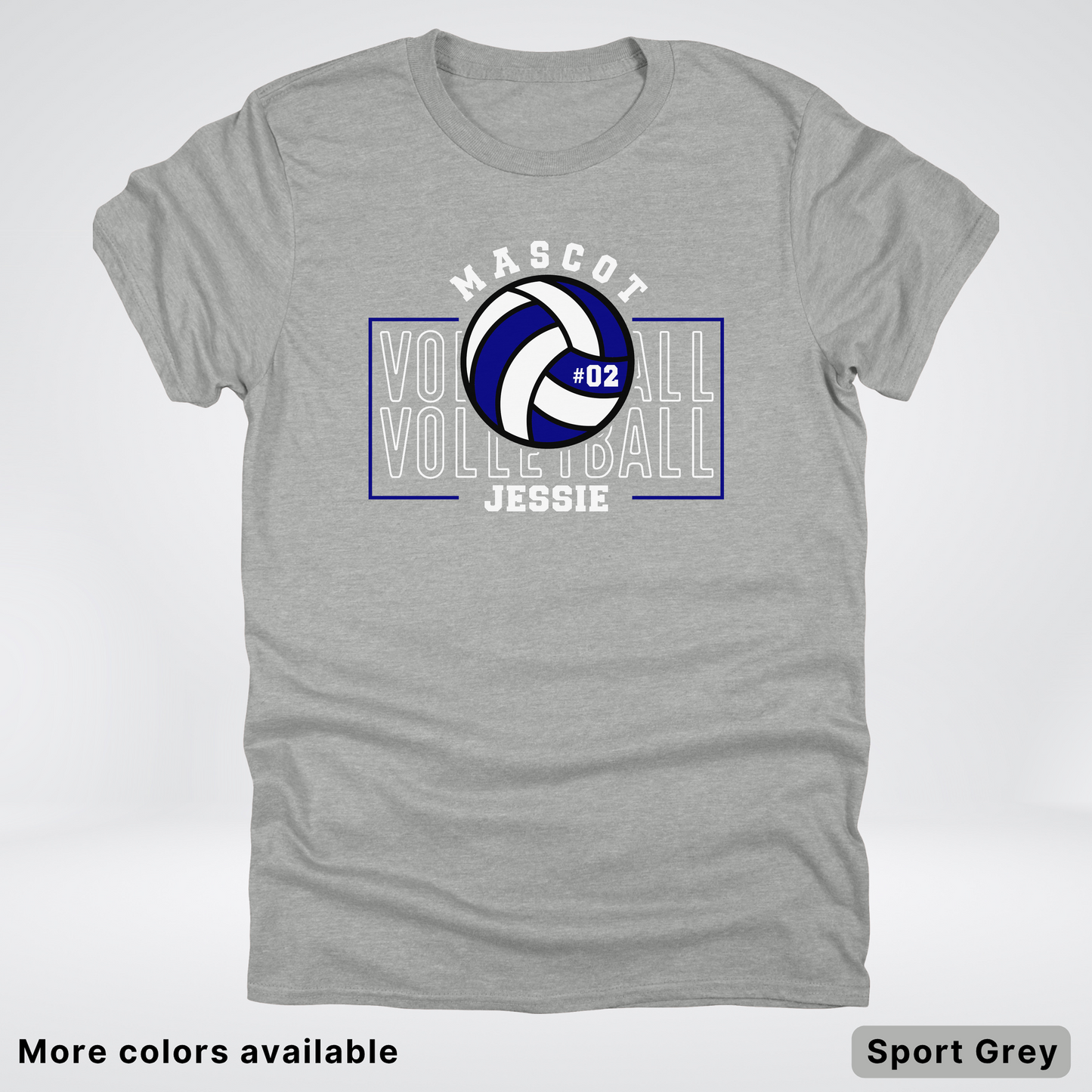 Custom Mascot, Number, & Name – Navy - Volleyball Design 13 T-Shirt
