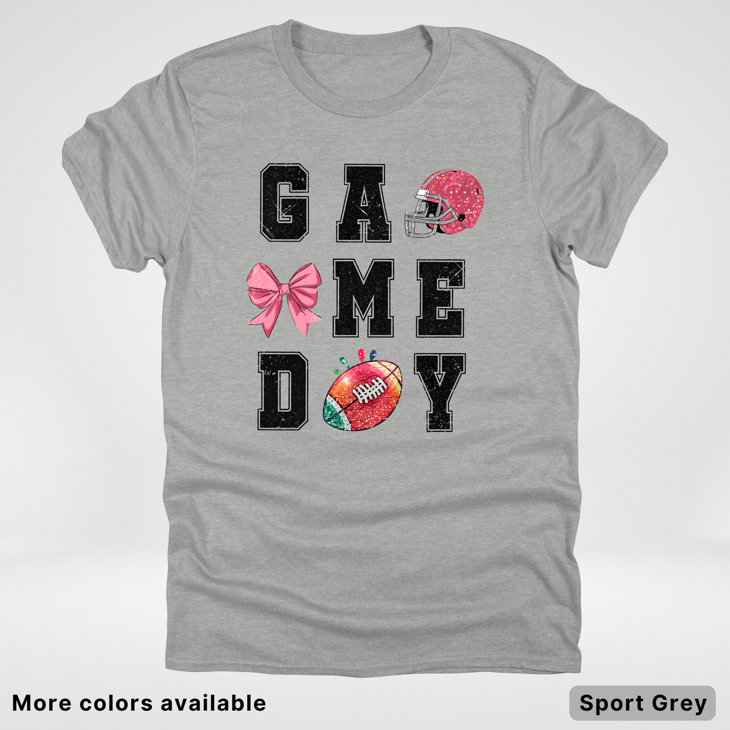 Game Day Pink Helmet Football & Bow - T-Shirt