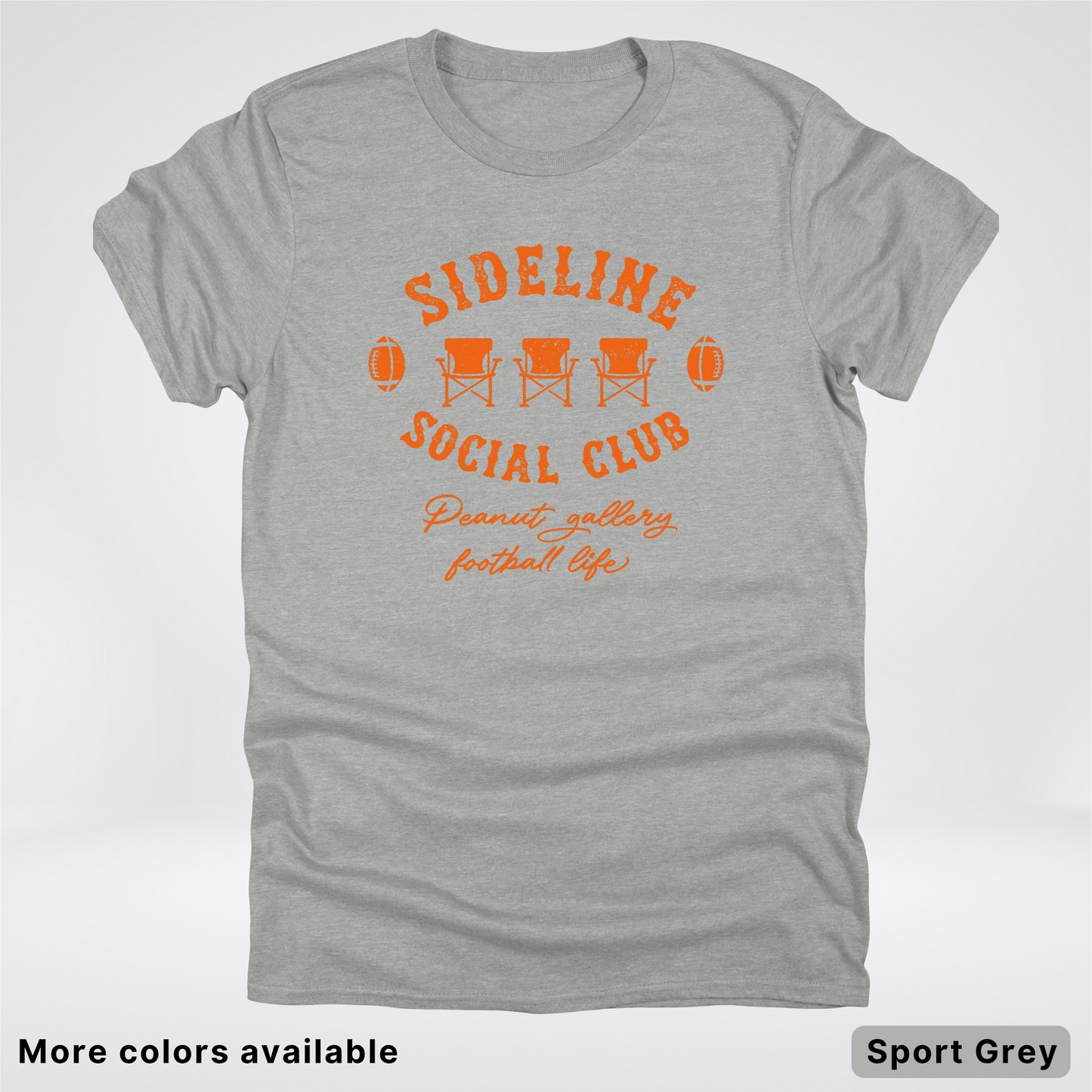Sideline Social Club Peanut Gallery Football Life – Orange Design - T-Shirt