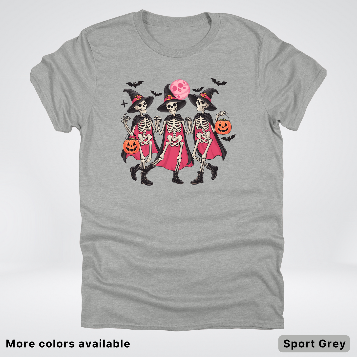 Skeleton Pink Out Witches Dancing Halloween - T-Shirt
