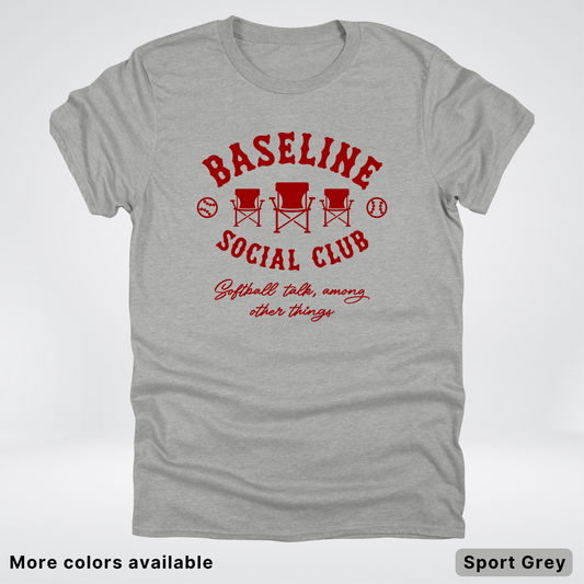 Baseline Social Club Softball – Maroon Design - T-Shirt