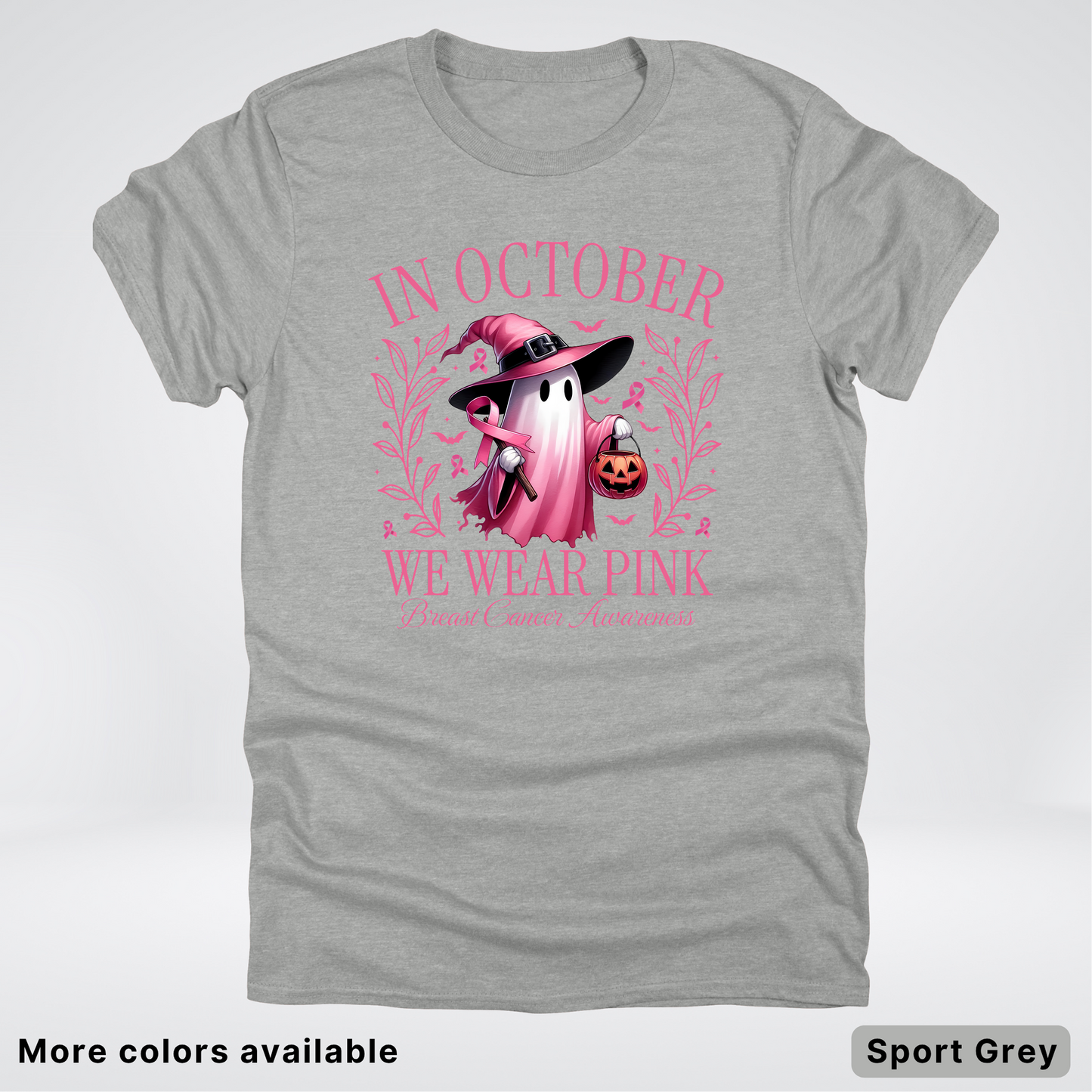 In October We Wear Pink Halloween Breast Cancer Awareness - T-Shirt