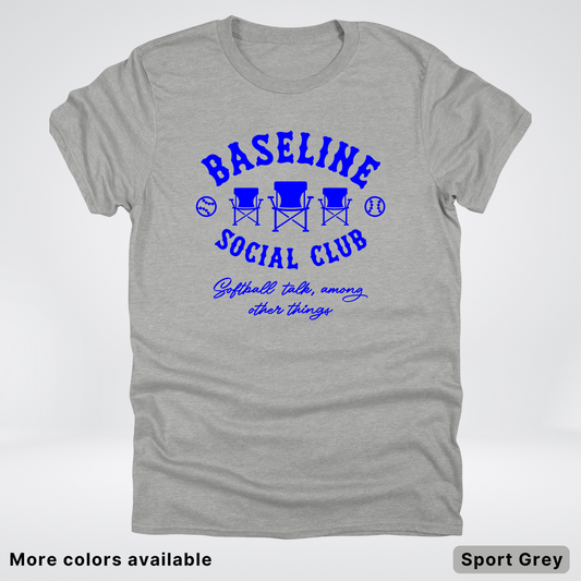 Baseline Social Club Softball – Blue Design - T-Shirt