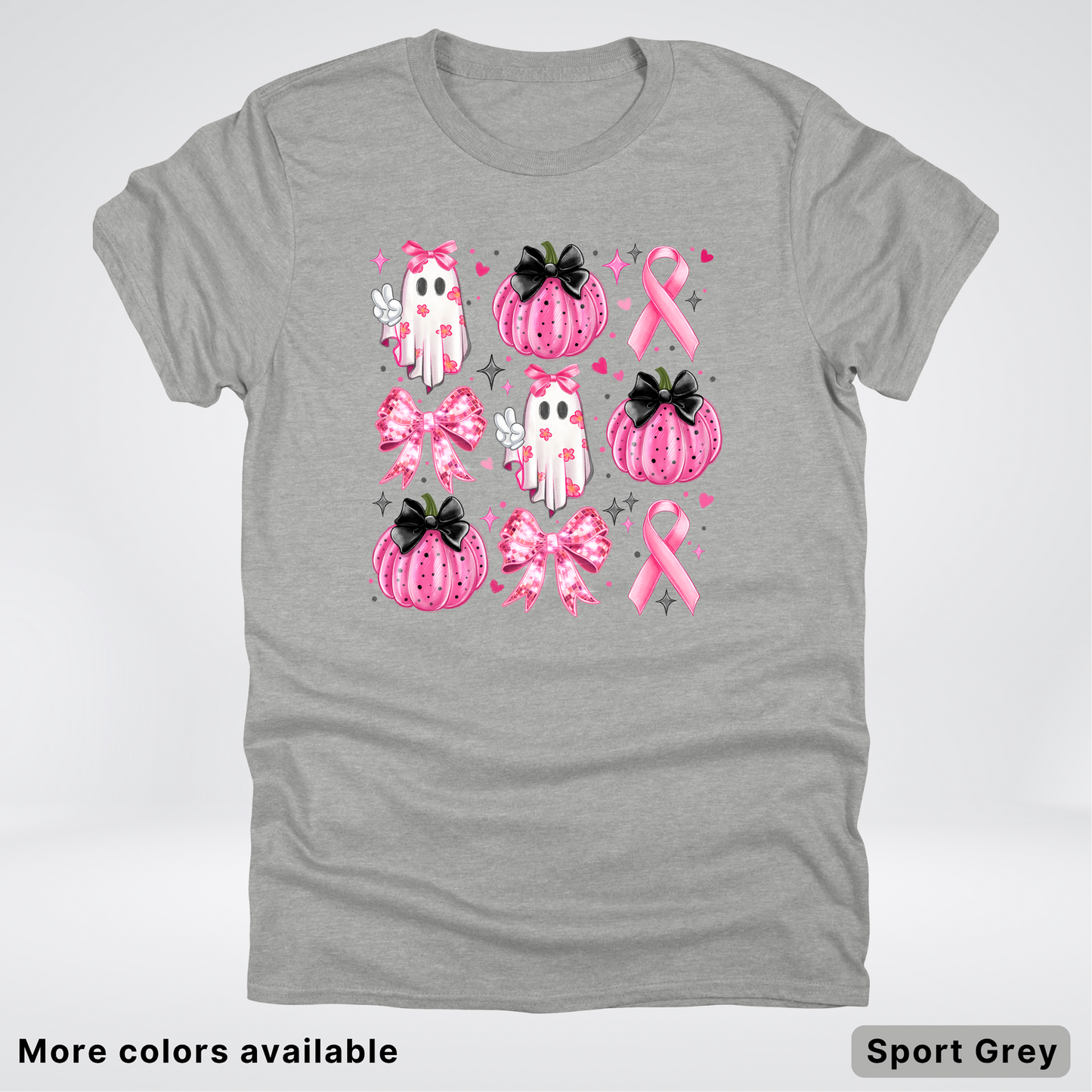 Ghost & Pink Out Pumpkins Coquette Cute Ghost Disco Bow - T-Shirt