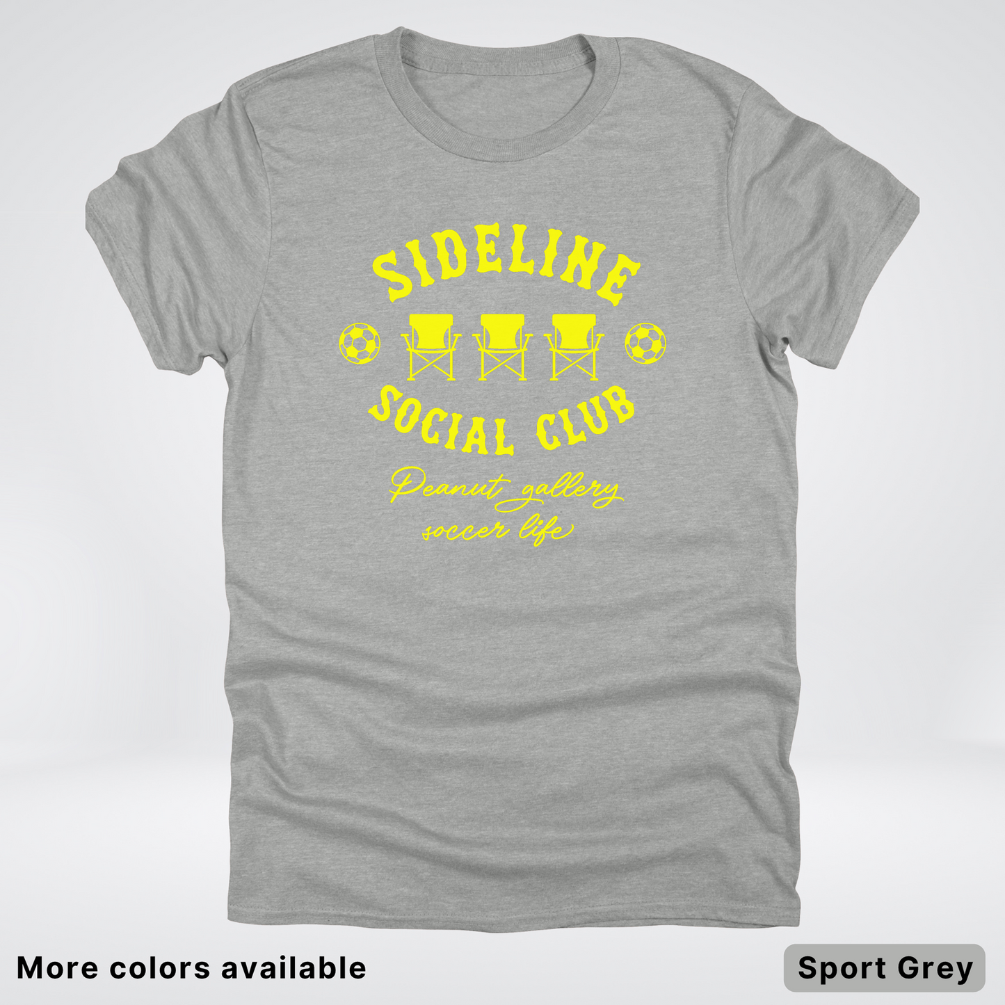Sideline Social Club Peanut Gallery Soccer Life – Yellow Design - T-Shirt