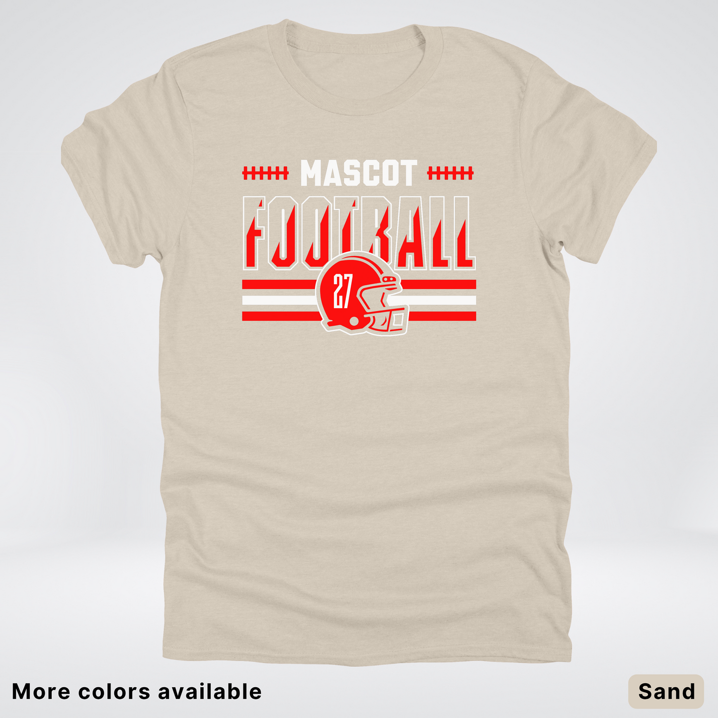 Custom Mascot & Number - Red - Football Design 2 T-Shirt