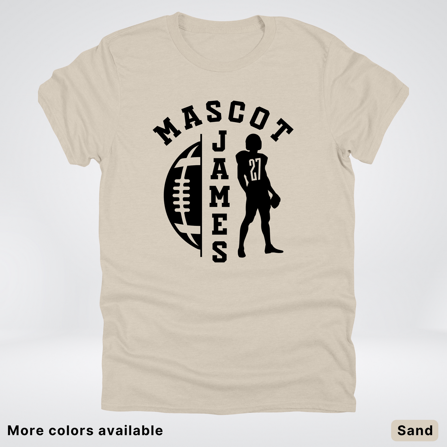 Custom Mascot, Number, & Name - Black - Football Design 31 T-Shirt