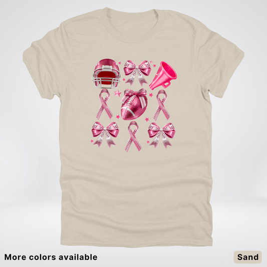 Coquette Glitter Bows and Football - T-Shirt