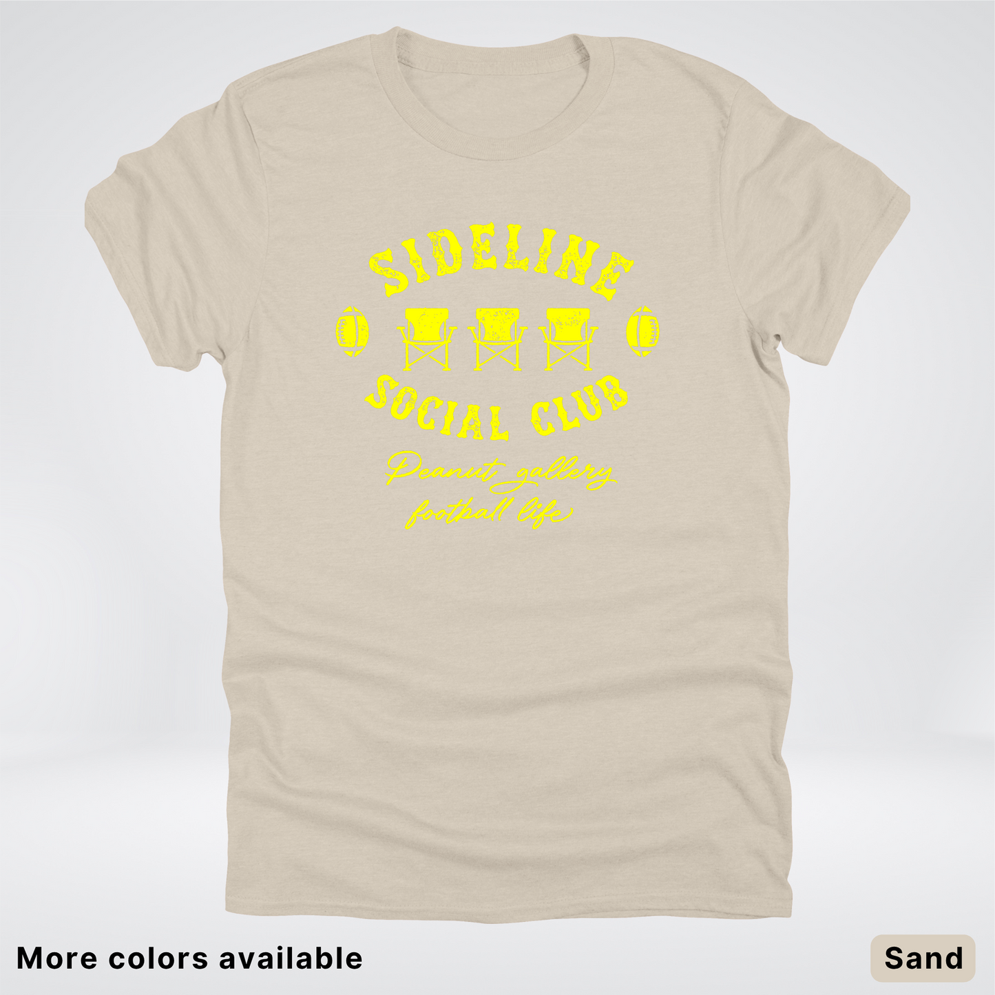 Sideline Social Club Peanut Gallery Football Life - Yellow Design - T-Shirt