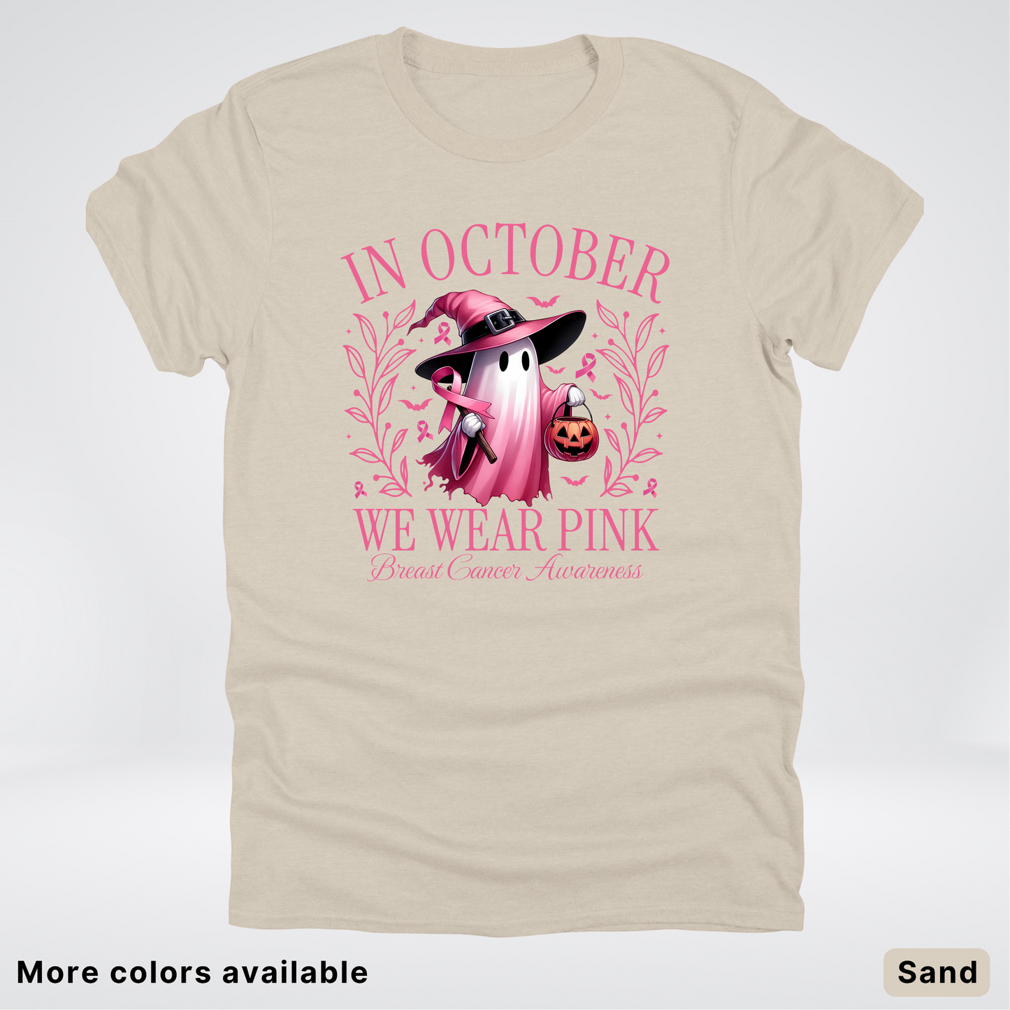 In October We Wear Pink Halloween Breast Cancer Awareness - T-Shirt